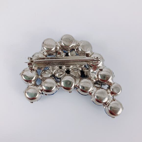 VTG 40s Powder Blue Prong Set Rhinestone Crescent Brooch, MCM Pin 1950s - 1960s - Picture 4 of 7